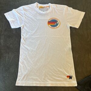 Aviator Nation White Tee with Rainbow Logo